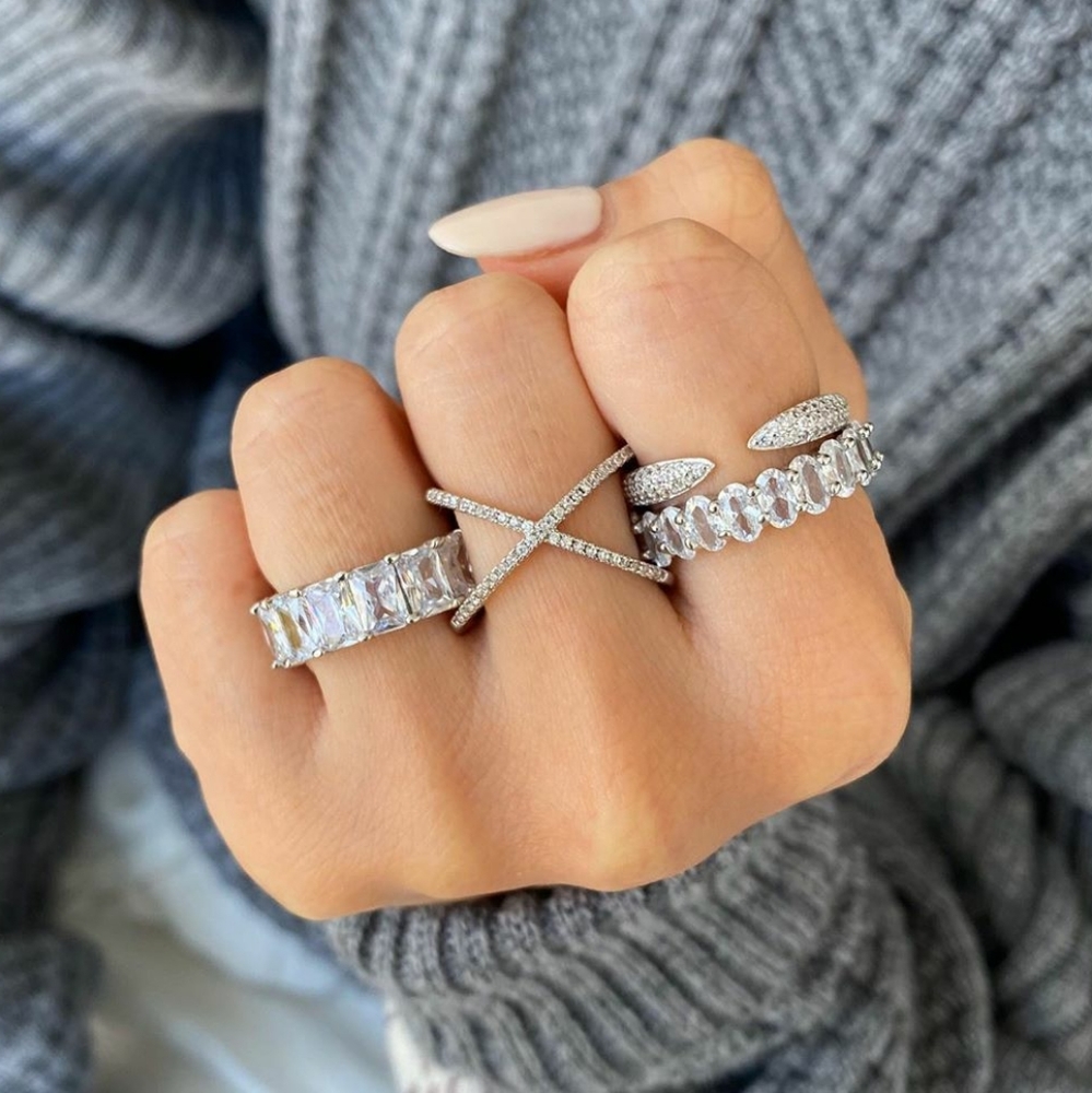 X criss cross ring Swarovski - Picture 1 of 9
